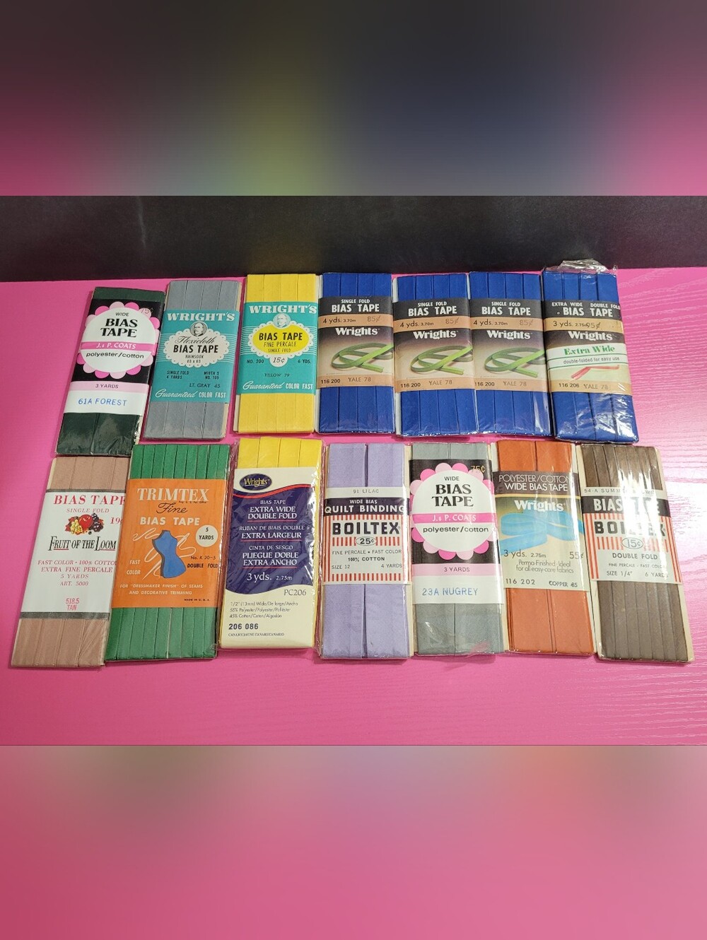 Vintage Assorted Bias Tape Bundle 14 Packs (1237)